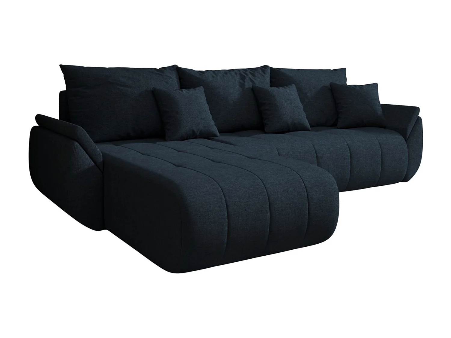 Hoekbank met slaapfunctie en opbergvak TOKYO, stof WIND, donkerblauw, links