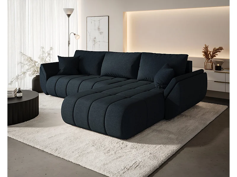 Ecksofa mit schlaffunktion und bettkasten TOKYO PREMIUM, stoff WIND, Dunkelblau, Rechts