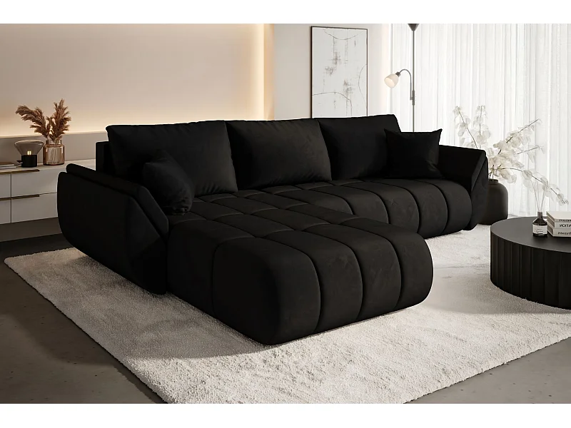 Ecksofa mit schlaffunktion und bettkasten TOKYO PREMIUM, stoff MONOLITH, Anthrazit, Links