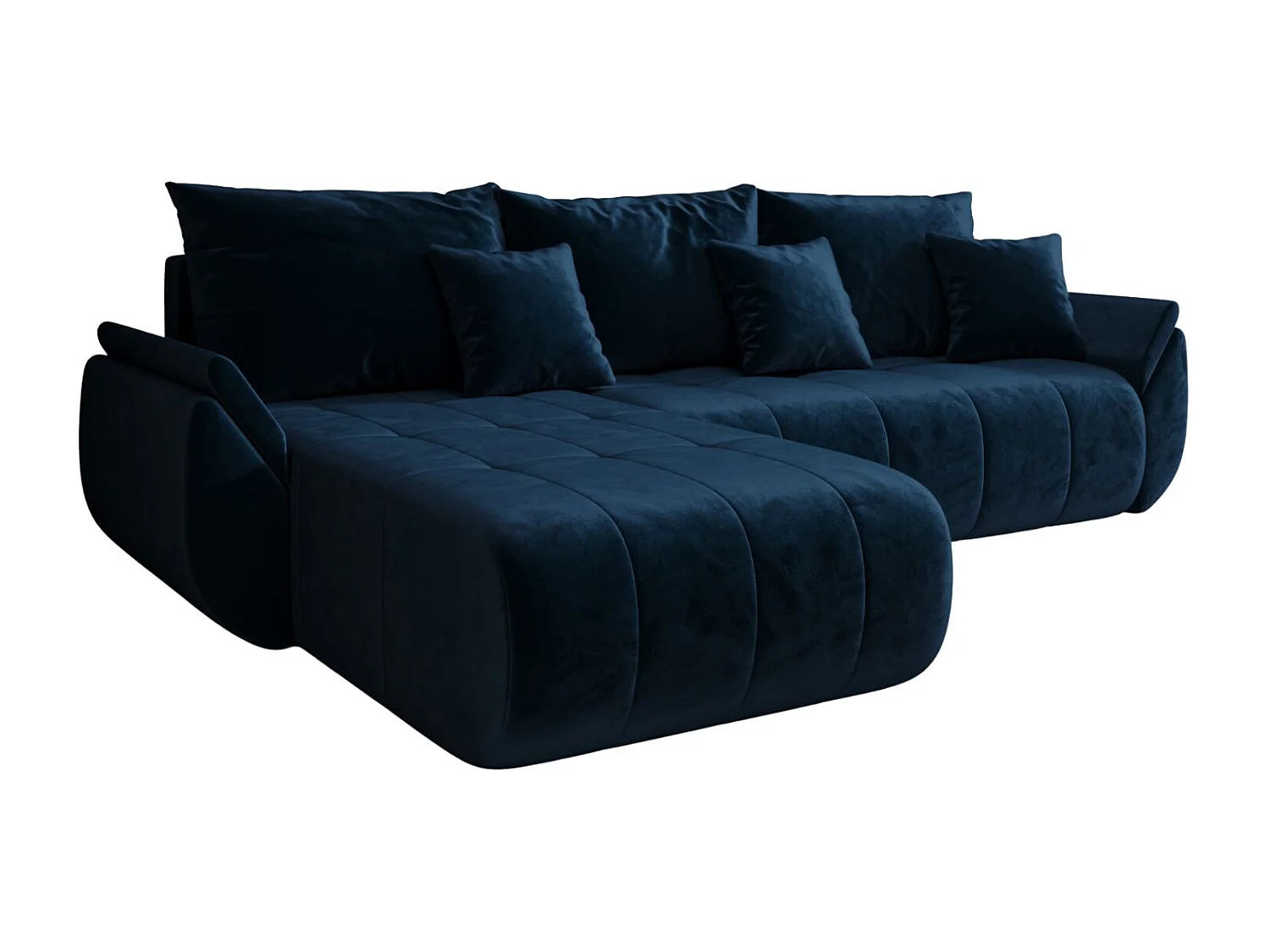 Canapé d'angle convertible avec rangement TOKYO, tissu MONOLITH, bleu foncé, gauche