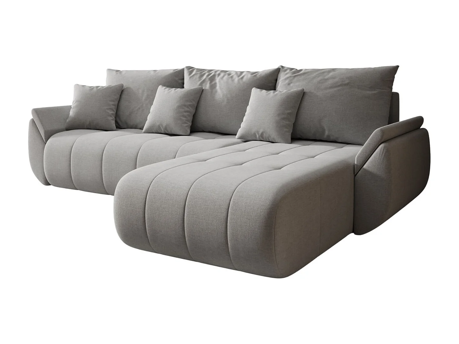 Canapé d'angle convertible avec rangement TOKYO, tissu WIND, gris sable, à droite