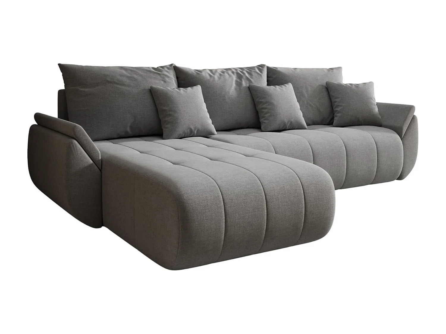 Canapé d'angle convertible avec compartiment de rangement TOKYO, tissu WIND, gris-brun, gauche