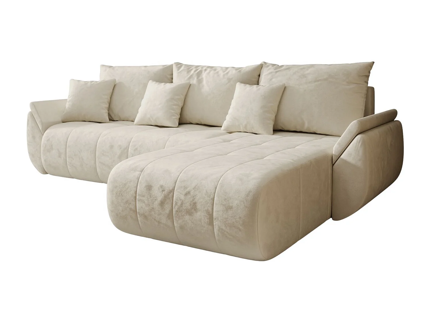 Canapé d'angle convertible avec rangement TOKYO, tissu MONOLITH, écru, côté droit