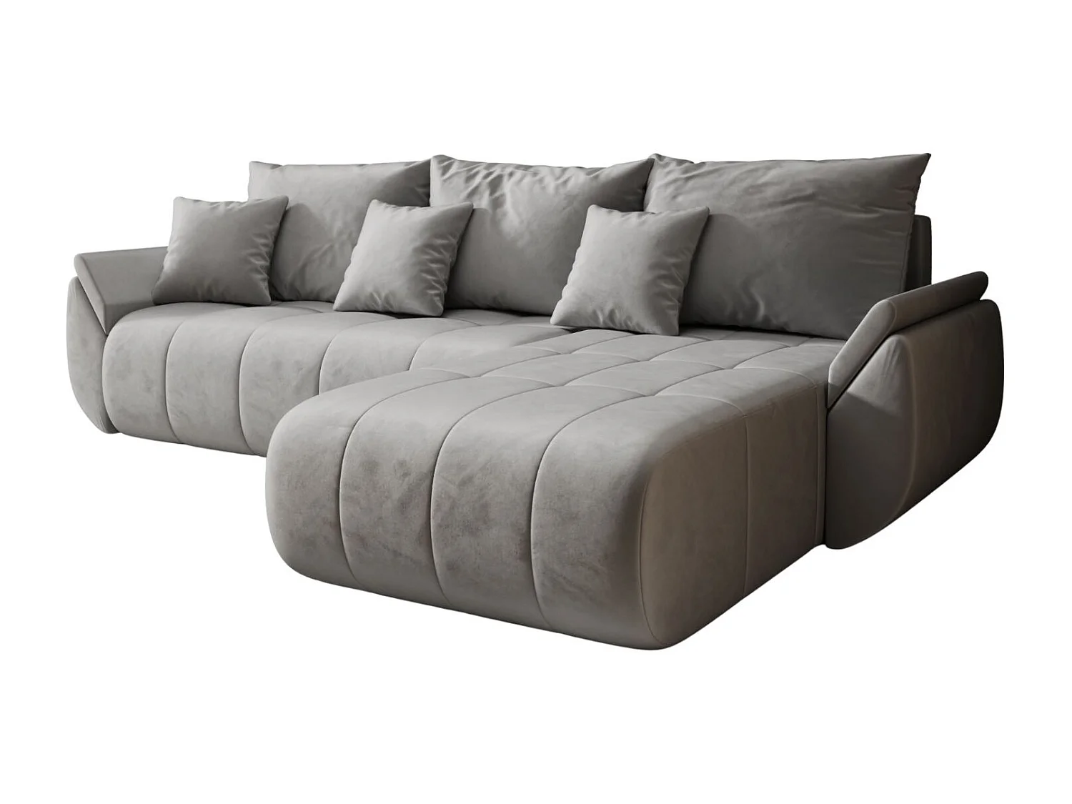 Canapé d'angle convertible avec rangement TOKYO, tissu MONOLITH, gris clair, à droite