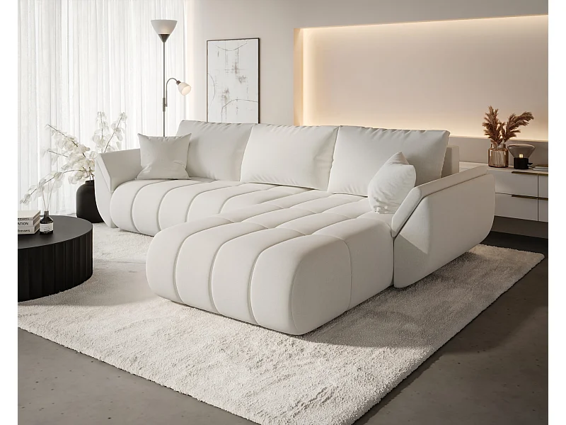 Ecksofa mit schlaffunktion und bettkasten TOKYO PREMIUM, stoff WIND, Ecru, Rechts