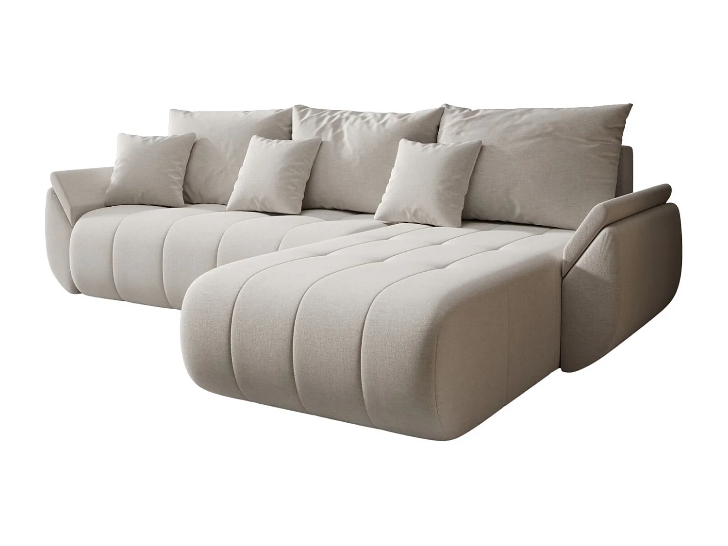 Canapé d'angle convertible avec compartiment de rangement TOKYO, tissu WIND, beige, côté droit