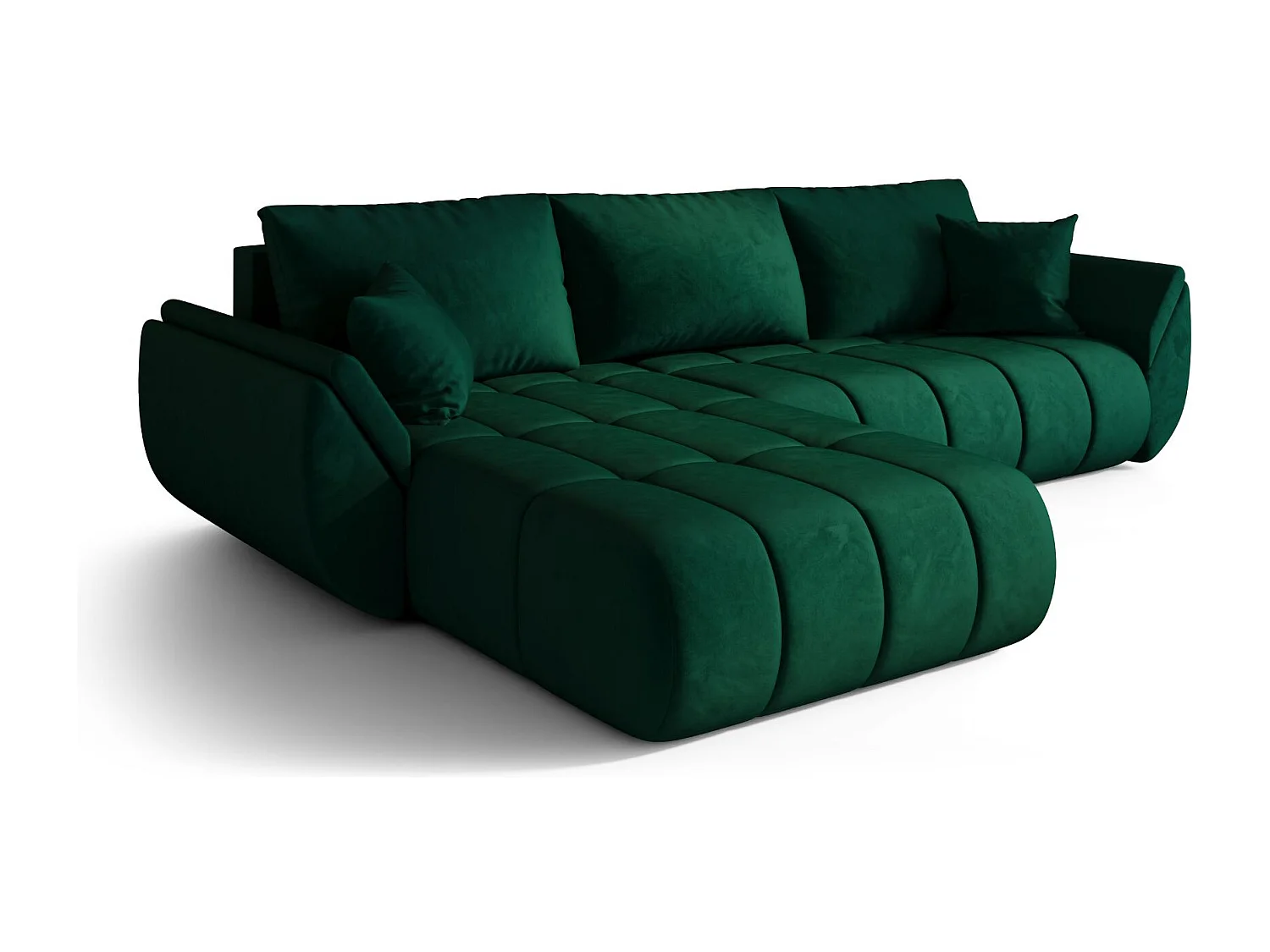 Canapé d'angle convertible avec rangement TOKYO PREMIUM, tissu MONOLITH, vert, gauche