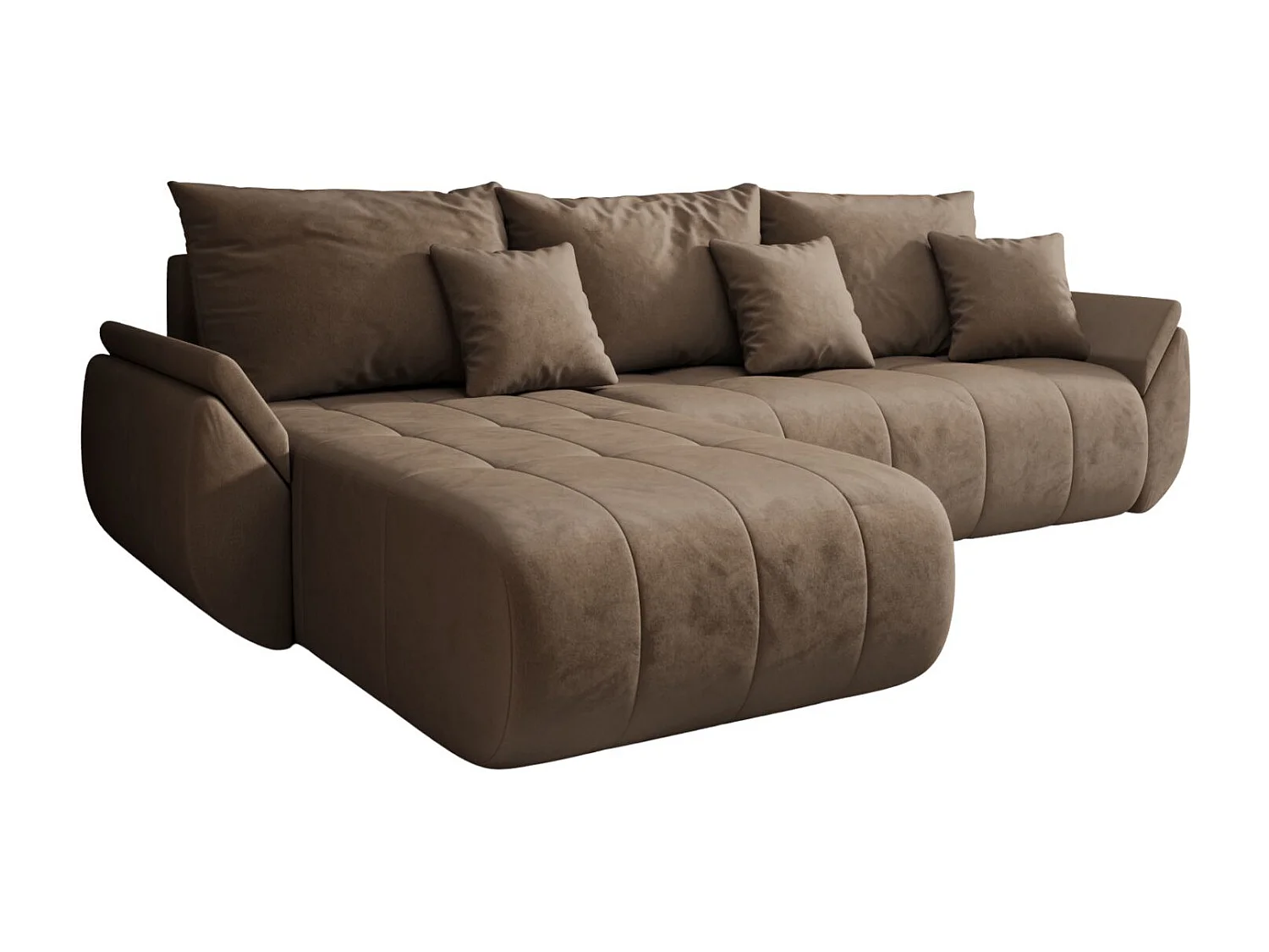 Canapé d'angle convertible avec rangement TOKYO, tissu MONOLITH, marron clair, gauche