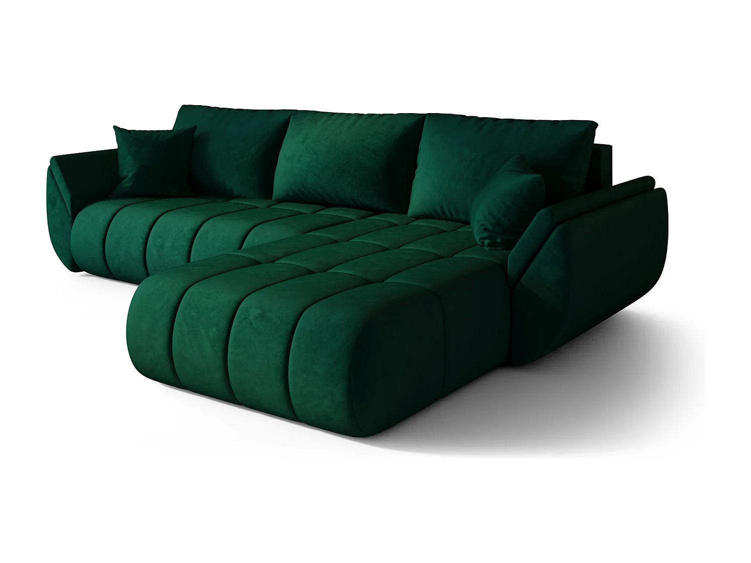 Canapé d'angle convertible avec rangement TOKYO PREMIUM, tissu MONOLITH, vert, côté droit