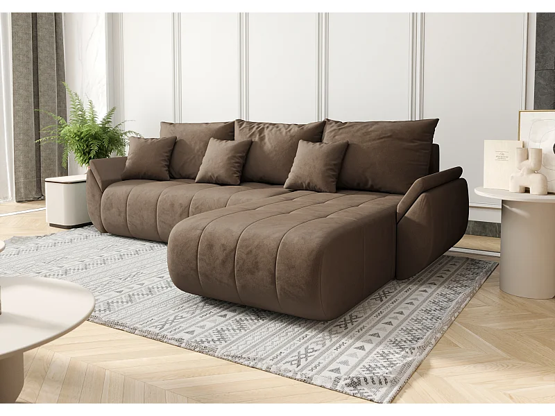 Ecksofa mit schlaffunktion und bettkasten TOKYO, stoff MONOLITH, Hellbraun, Rechts