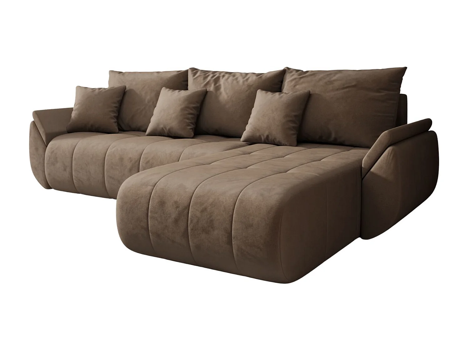 Canapé d'angle convertible avec rangement TOKYO, tissu MONOLITH, marron clair, à droite