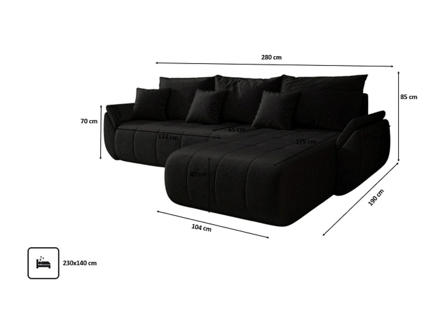 Canapé d'angle convertible avec compartiment de rangement TOKYO, tissu MONOLITH, anthracite, à droite
