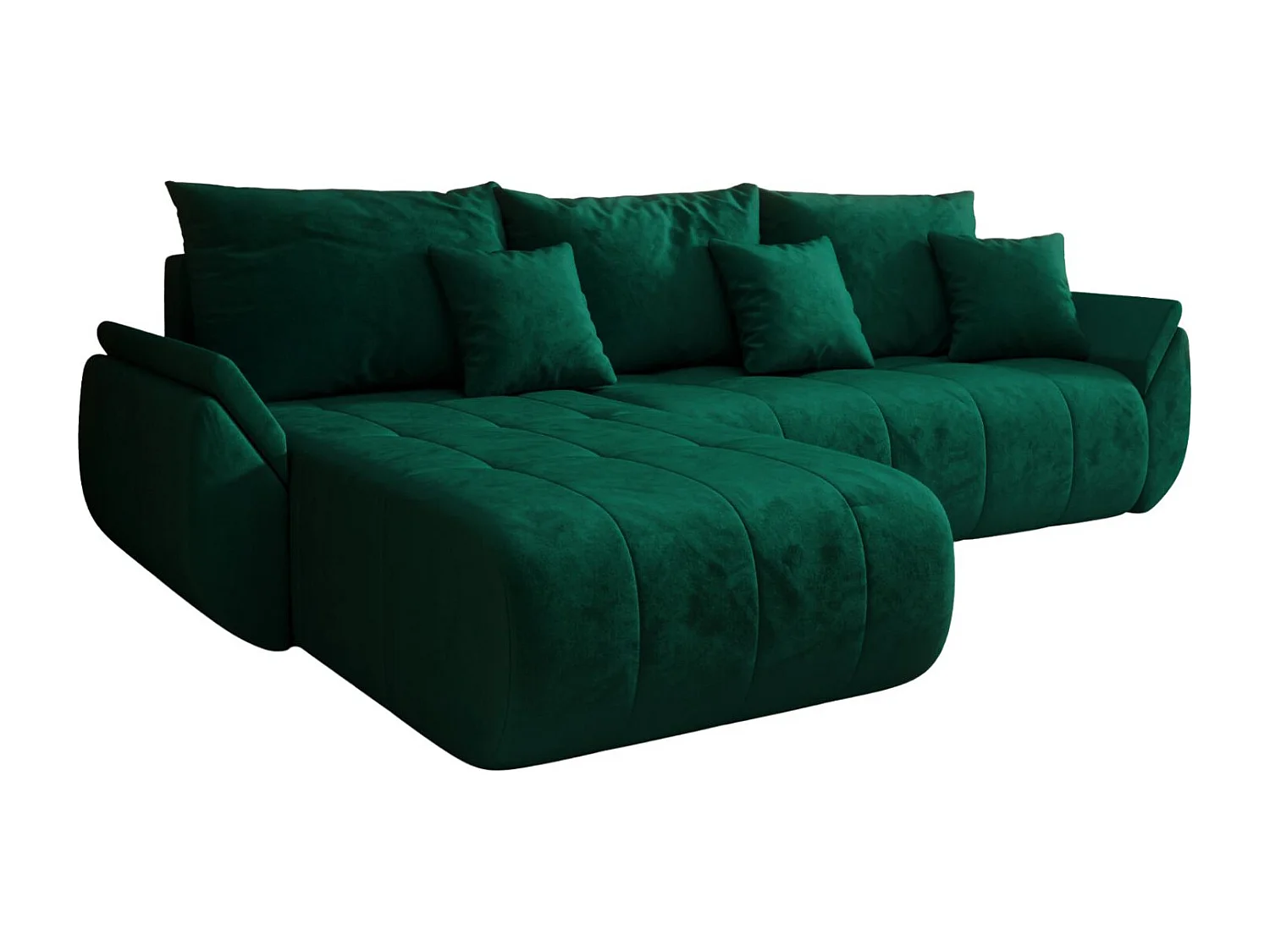 Canapé d'angle convertible avec rangement TOKYO, tissu MONOLITH, vert, gauche