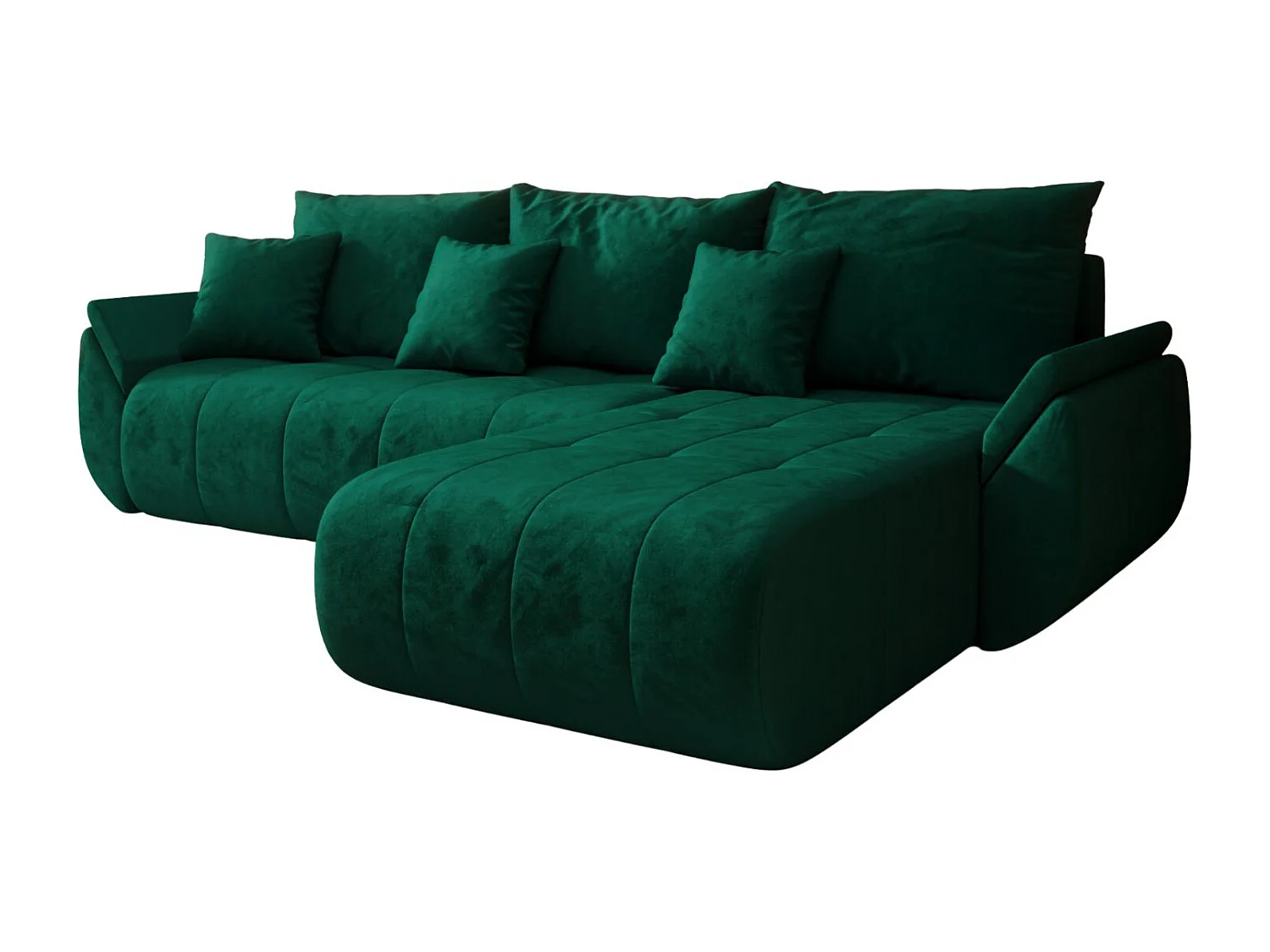 Canapé d'angle convertible avec rangement TOKYO, tissu MONOLITH, vert, côté droit