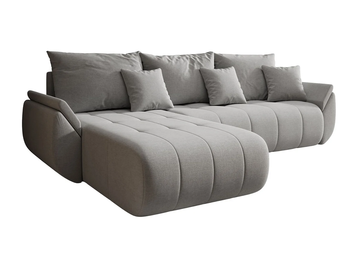 Canapé d'angle convertible avec rangement TOKYO, tissu WIND, gris sable, gauche