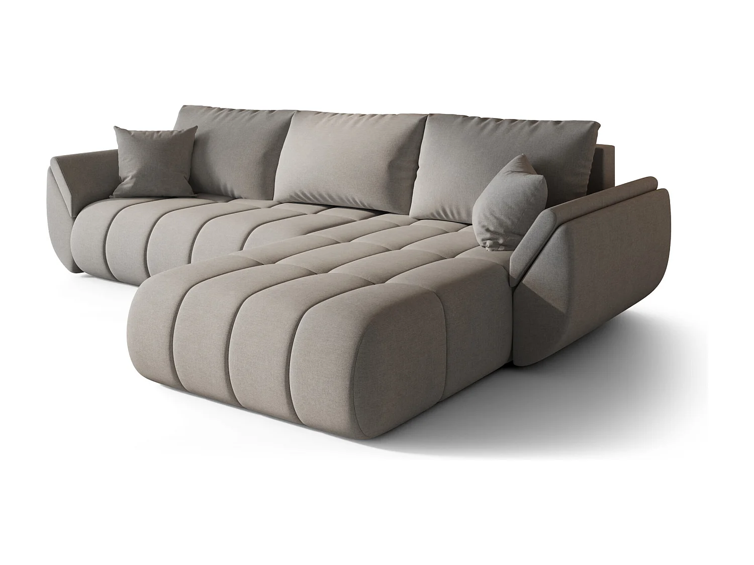 Canapé d'angle convertible avec rangement TOKYO PREMIUM, tissu WIND, Gris, Droite