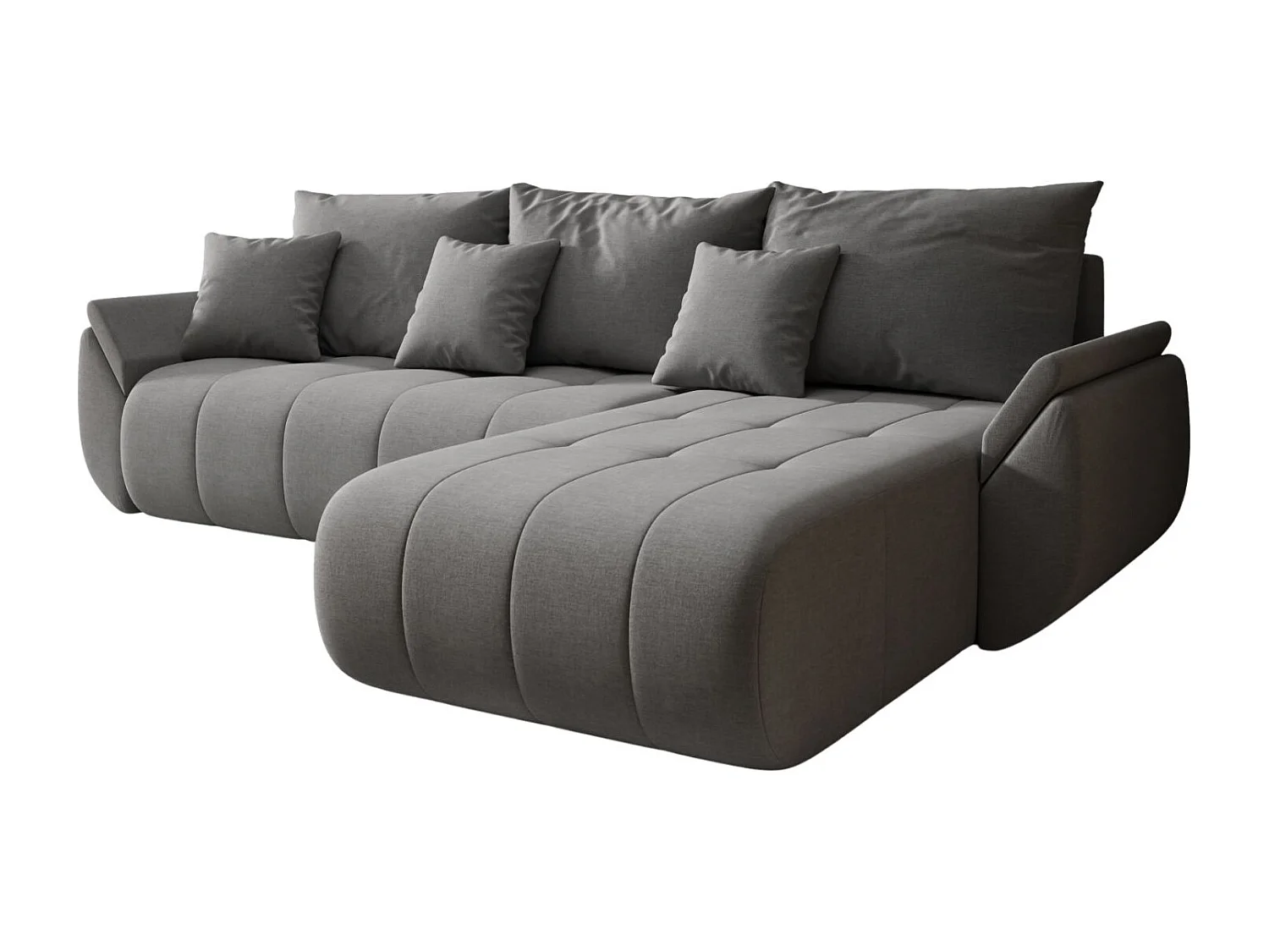 Canapé d'angle convertible avec rangement TOKYO, tissu WIND, acier, droite