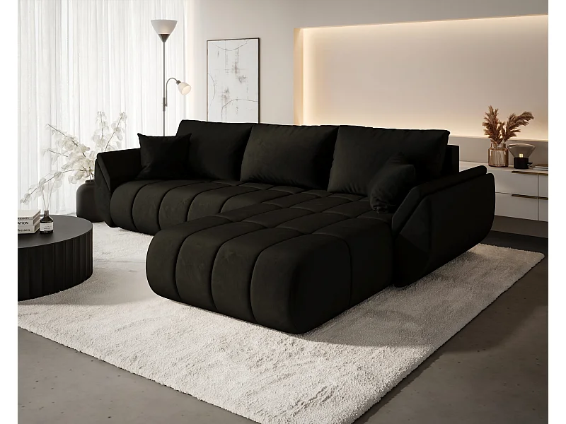 Ecksofa mit schlaffunktion und bettkasten TOKYO PREMIUM, stoff MONOLITH, Dunkelgrau, Rechts