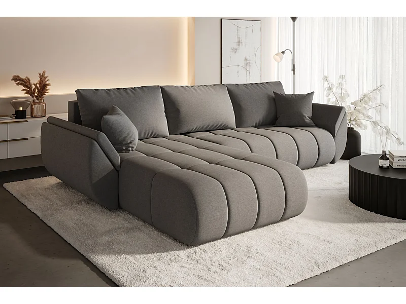 Ecksofa mit schlaffunktion und bettkasten TOKYO PREMIUM, stoff WIND, Stahl, Links