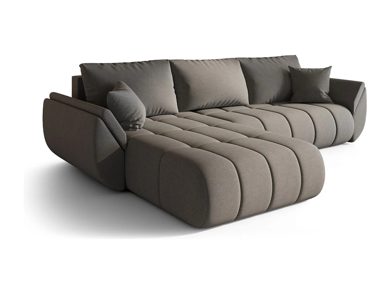 Canapé d'angle convertible avec rangement TOKYO PREMIUM, tissu WIND, acier, gauche