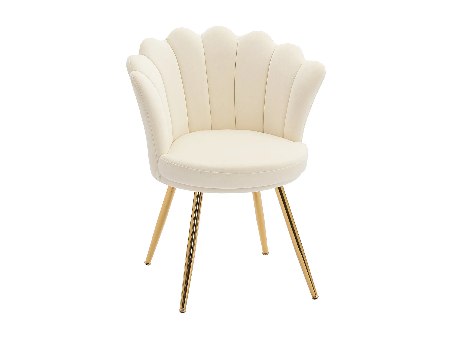 Chaise coquillage chaise design pieds métal dorés effilés velours beige