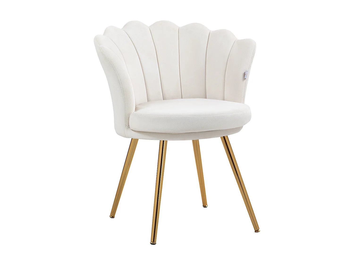 Chaise coquillage chaise design pieds métal dorés effilés velours crème
