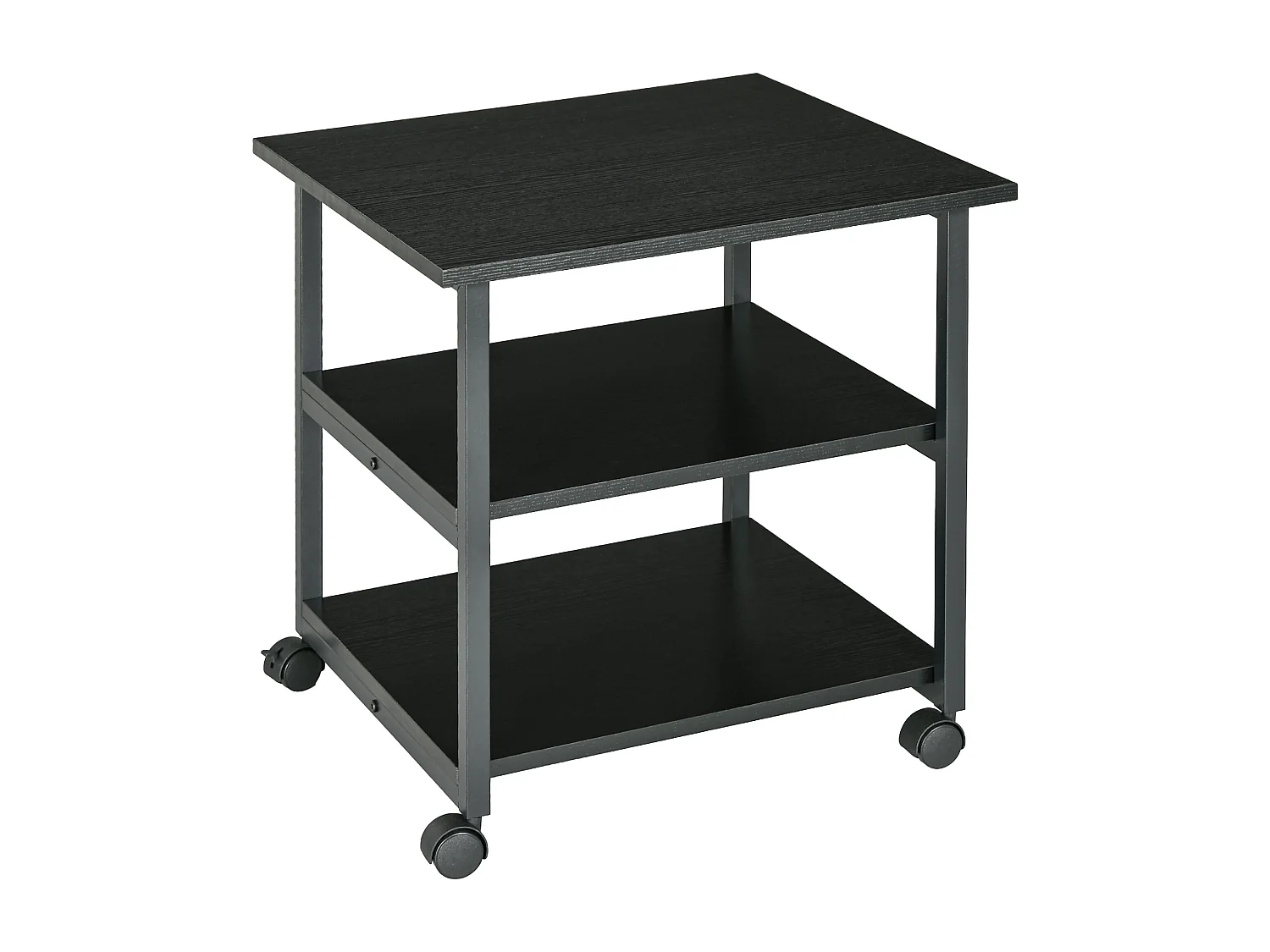 Support d'imprimante desserte de rangement 3 niveaux plateau 2 étagères acier panneaux noir