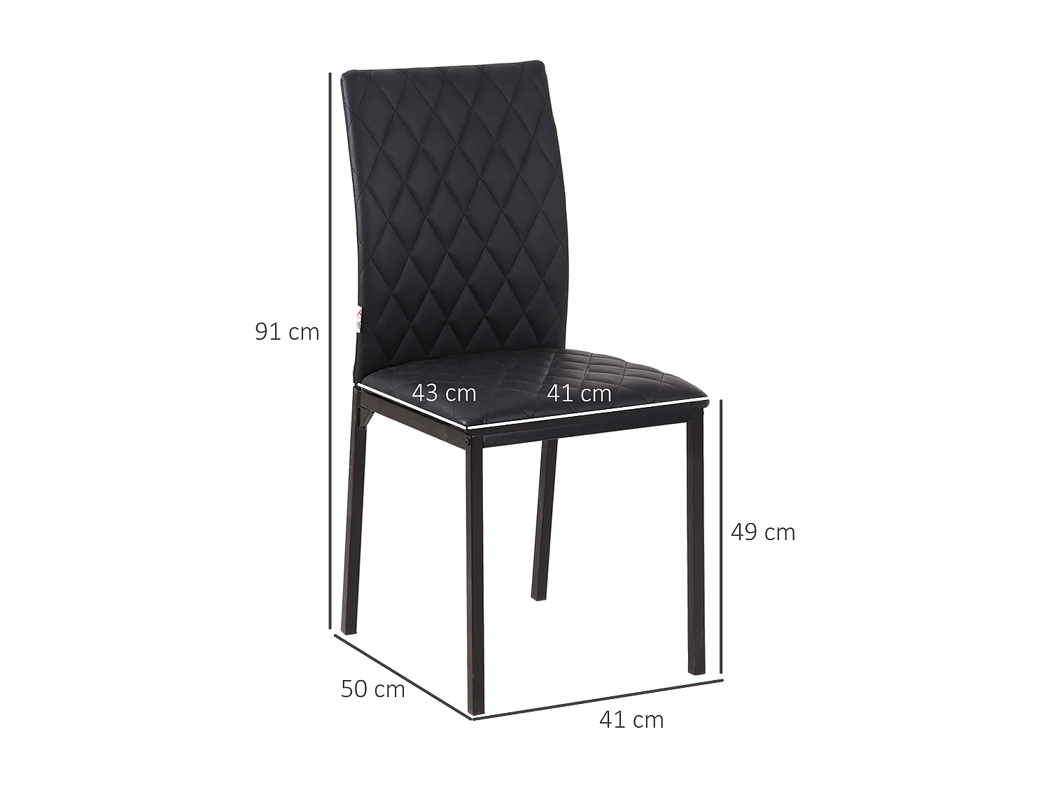 Lot de 4 chaises de salon design Chesterfield effet capitonné métal synthétique noir