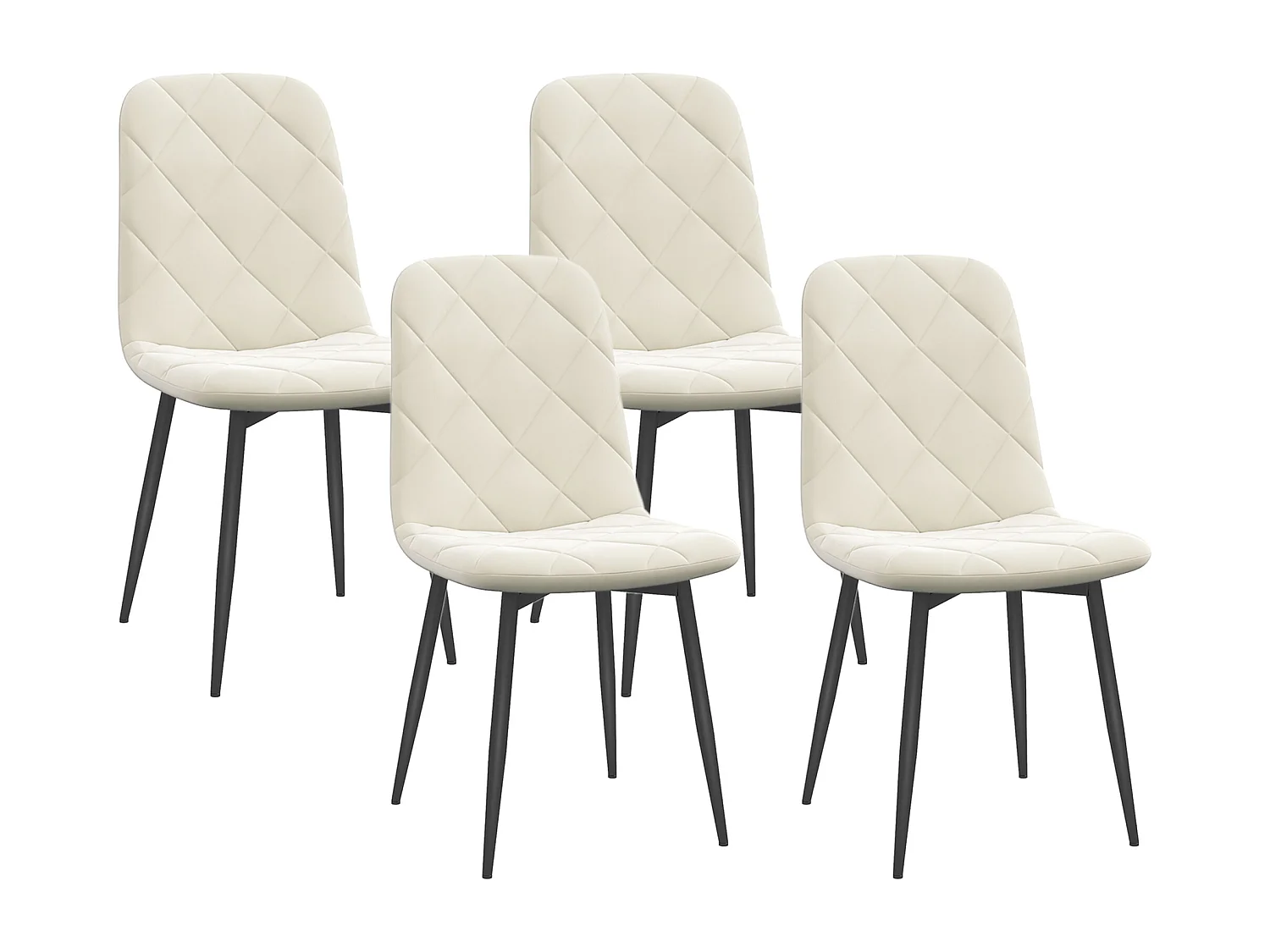 Lot de 4 chaises velours - chaises de salle à manger design Chesterfield - beige clair