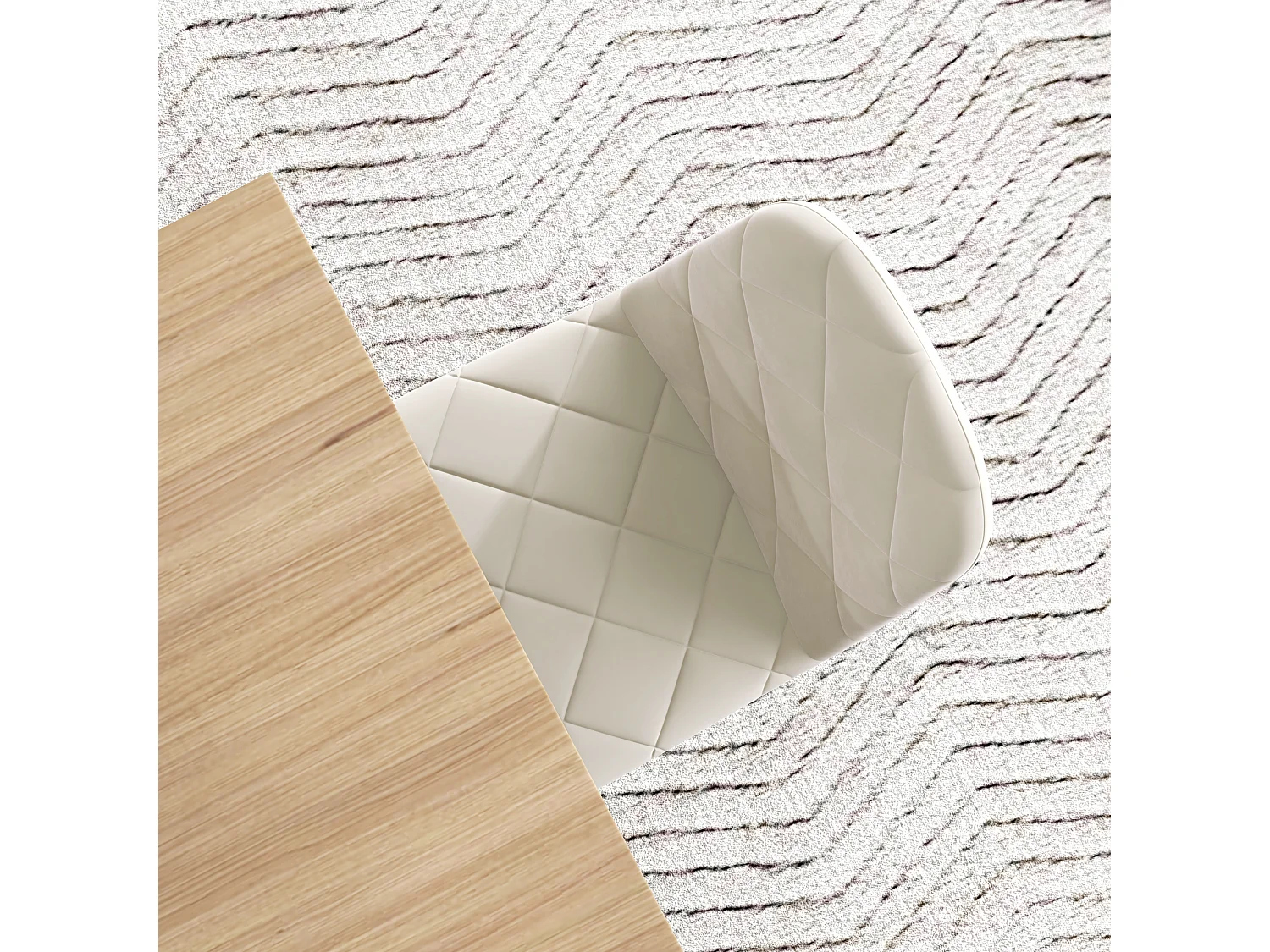 Lot de 4 chaises velours - chaises de salle à manger design Chesterfield - beige clair