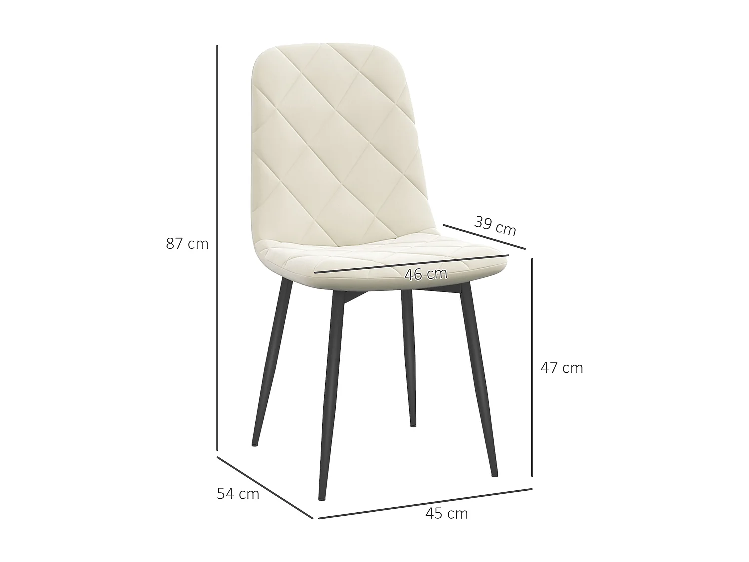 Lot de 4 chaises velours - chaises de salle à manger design Chesterfield - beige clair