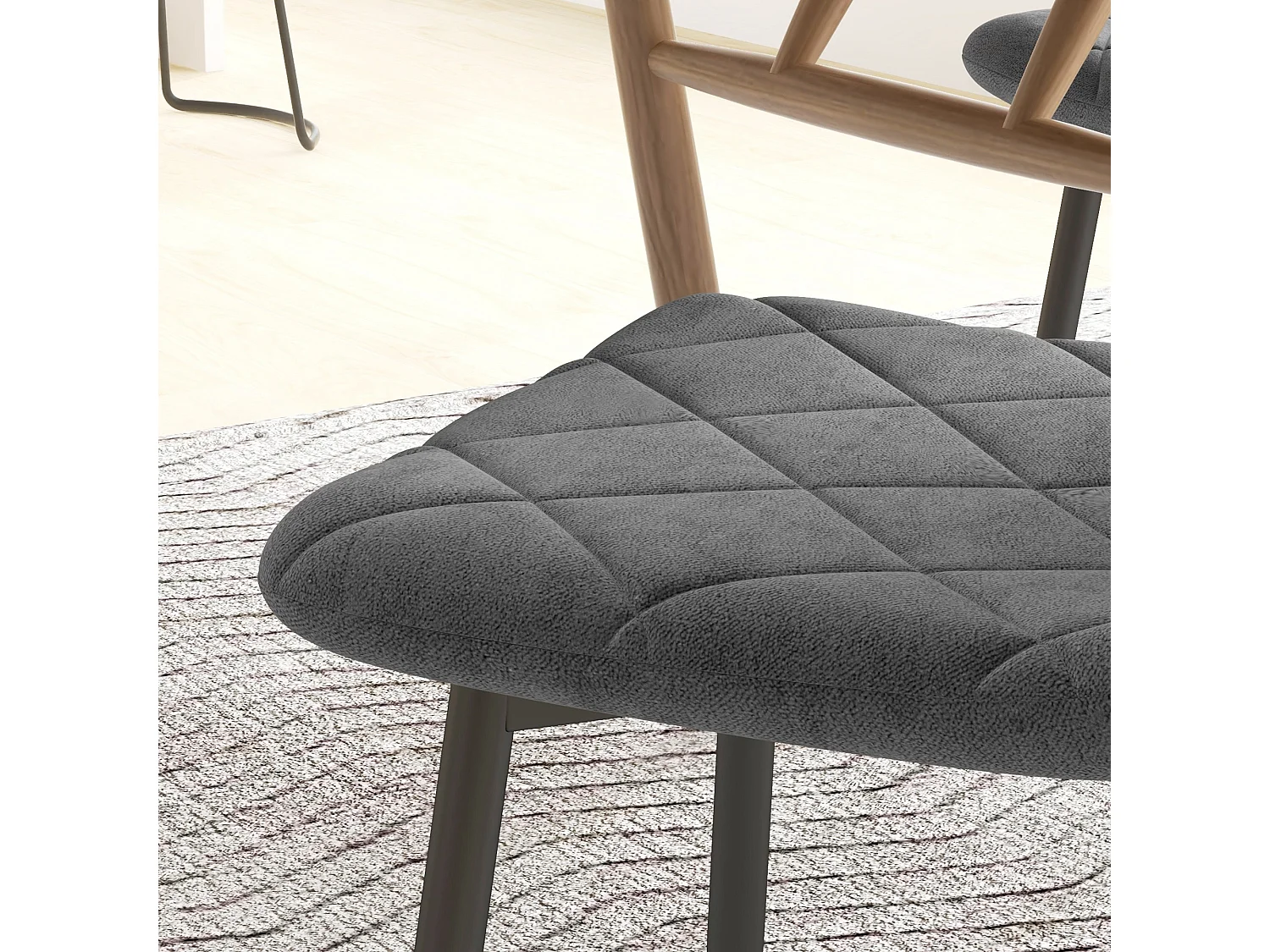 Lot de 4 chaises velours - chaises de salle à manger design Chesterfield - gris