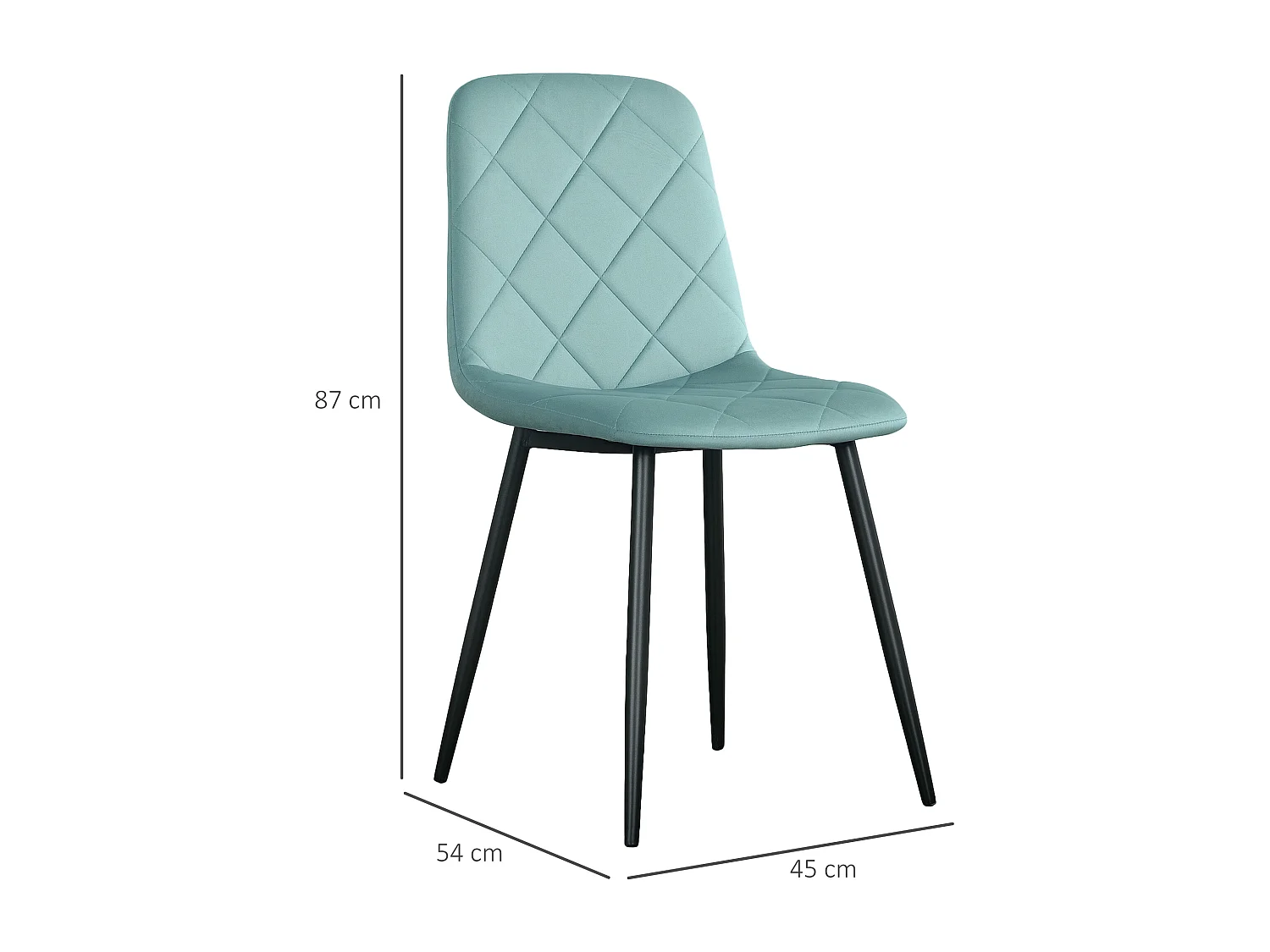 Lot de 4 chaises velours - chaises de salle à manger design Chesterfield - vert d'eau