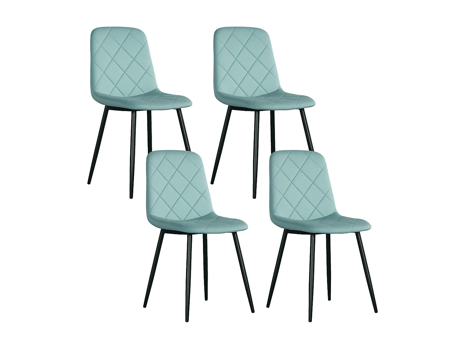 Lot de 4 chaises velours - chaises de salle à manger design Chesterfield - vert d'eau