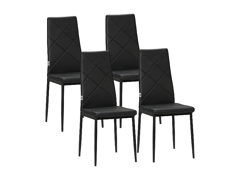 Lot de 4 chaises de salle à manger style Chesterfield acier synthétique noir