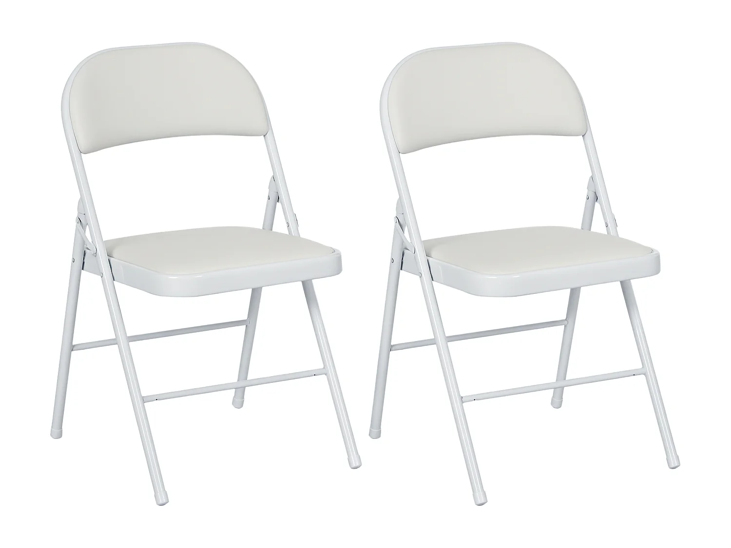 Lot de 2 chaises pliantes assise dossier rembourrés acier synthétique blanc