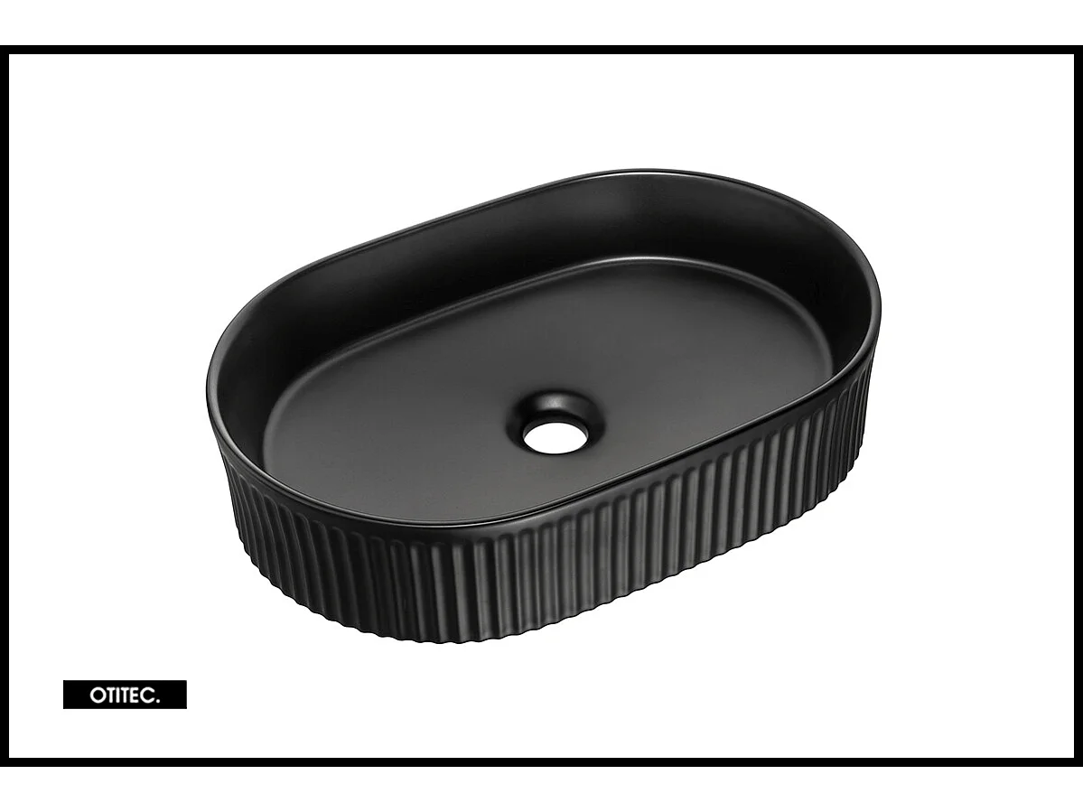 Meuble sous vasque de 80 cm - avec vasque à poser - avec plan - Noir/Oak - 2 tiroirs - VOLTA BLACK