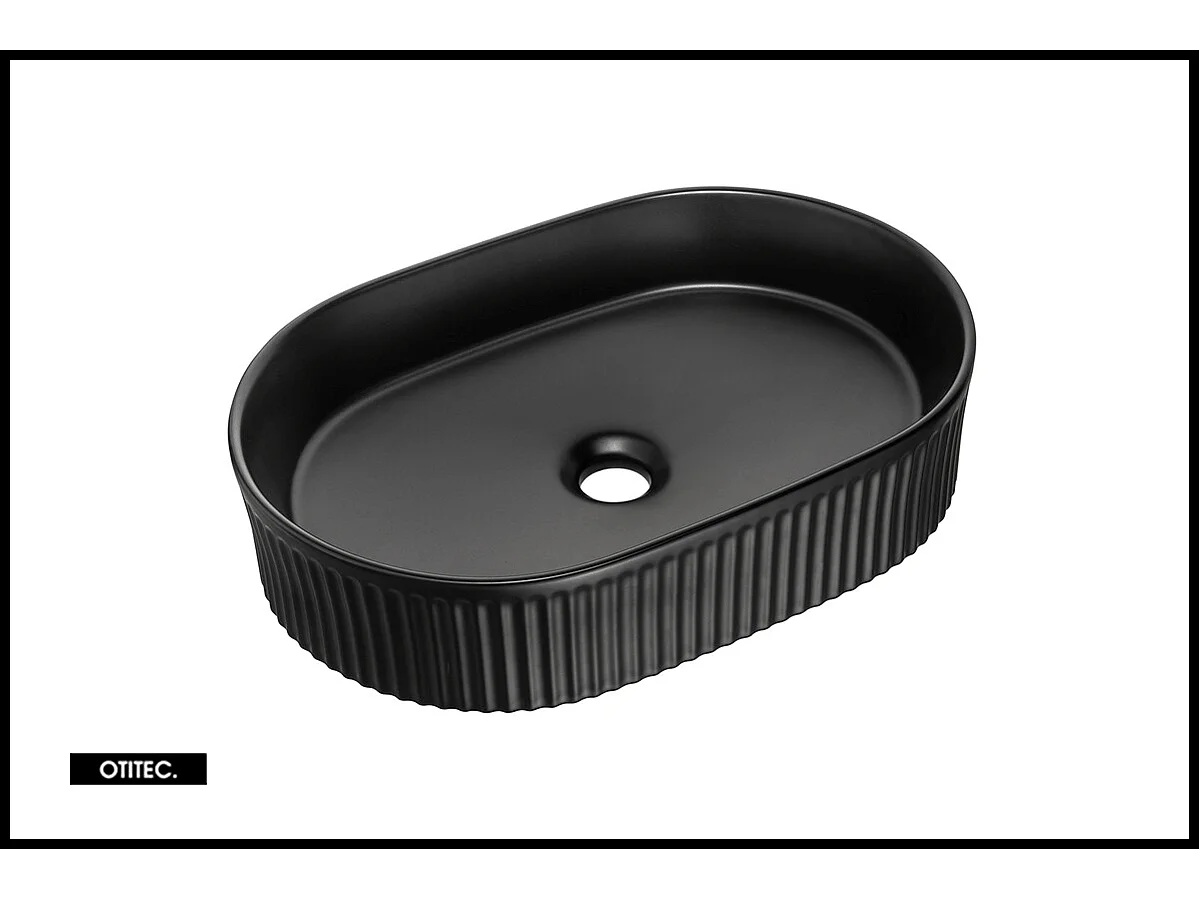 Meuble sous vasque de 80 cm - avec vasque à poser - avec plan - Noir/Oak - 2 tiroirs - VOLTA BLACK