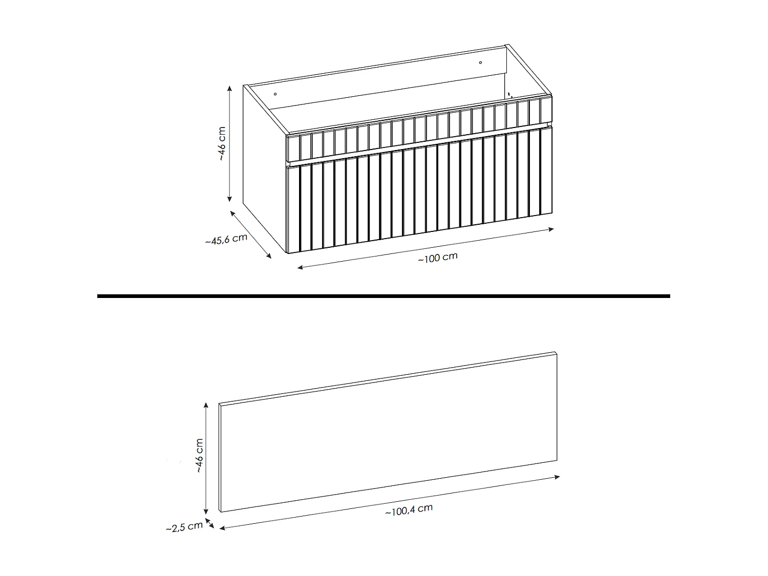 Meuble sous vasque de 100 cm - avec plan - 1 tiroir - MINO