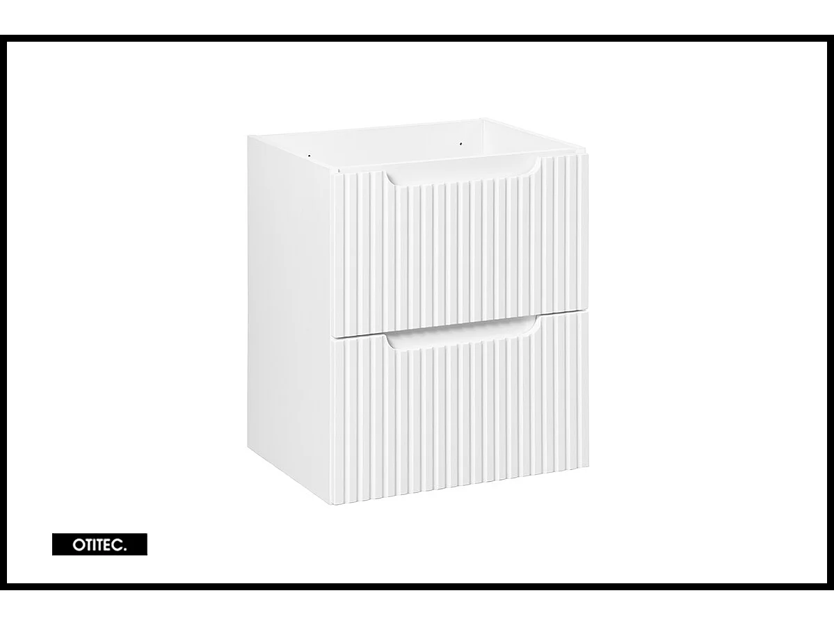 Meuble sous vasque de 50 cm - avec vasque à encastrer - Blanc - 2 tiroirs - VOLTA WHITE