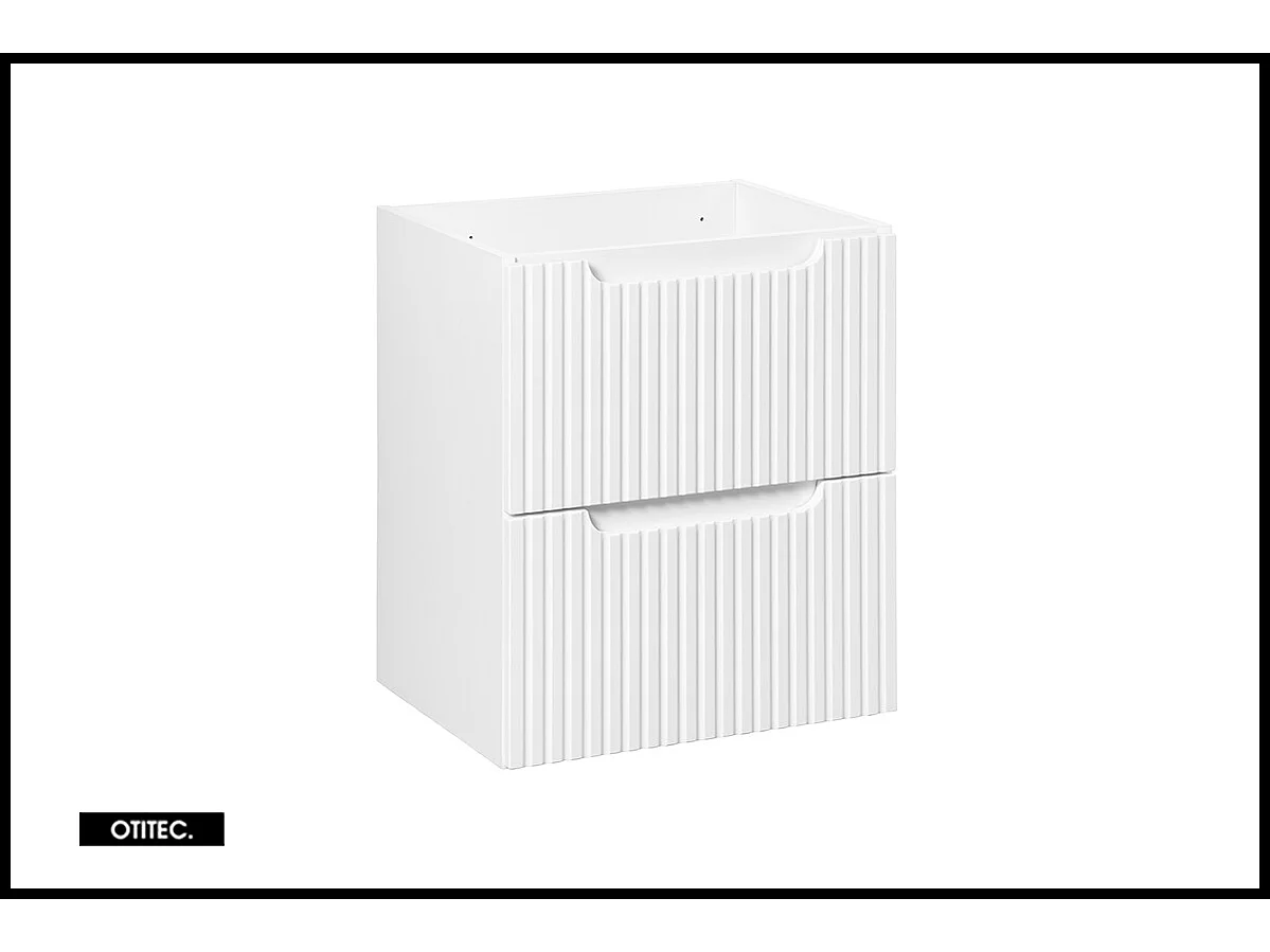 Meuble sous vasque de 50 cm - avec vasque à encastrer - Blanc - 2 tiroirs - VOLTA WHITE