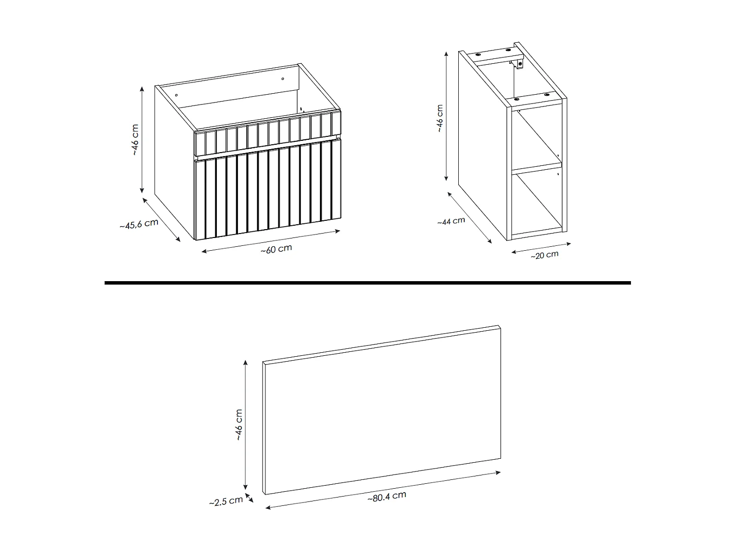 Meuble sous vasque de 80 cm - avec plan - 1 tiroir - MINO