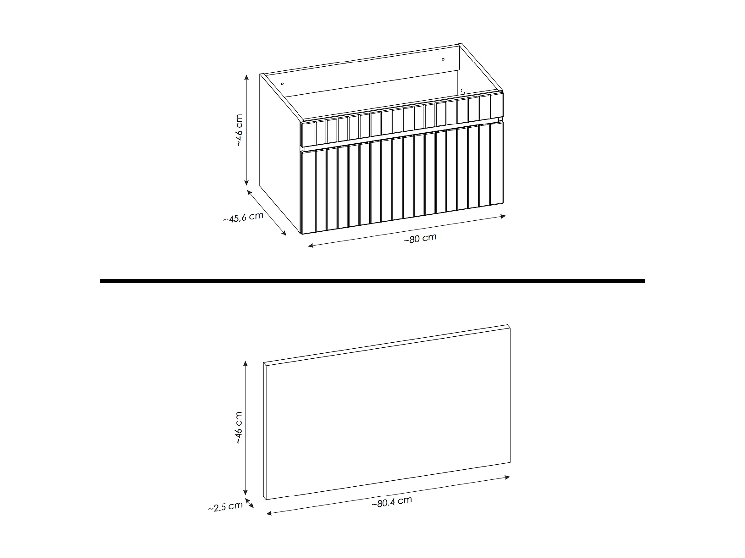 Meuble sous vasque de 160 cm - avec plan - 2 tiroirs - MINO