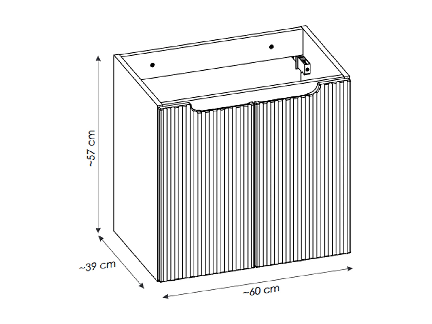 Meuble sous vasque de 60 cm - avec plan - Blanc - 2 portes - VOLTA WHITE