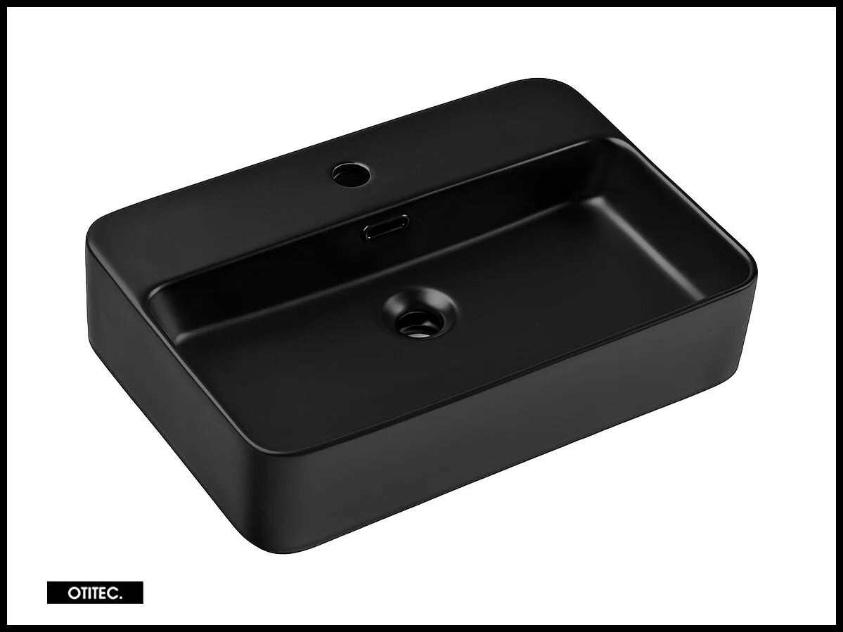 Meuble sous vasque de 90 cm - avec plan - avec vasque à poser - 2 tiroirs - SEA BLACK