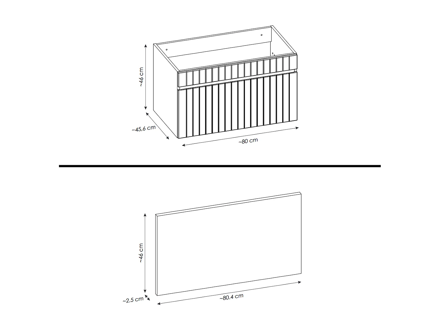 Meuble sous vasque de 80 cm - avec plan - 1 tiroir - MINO