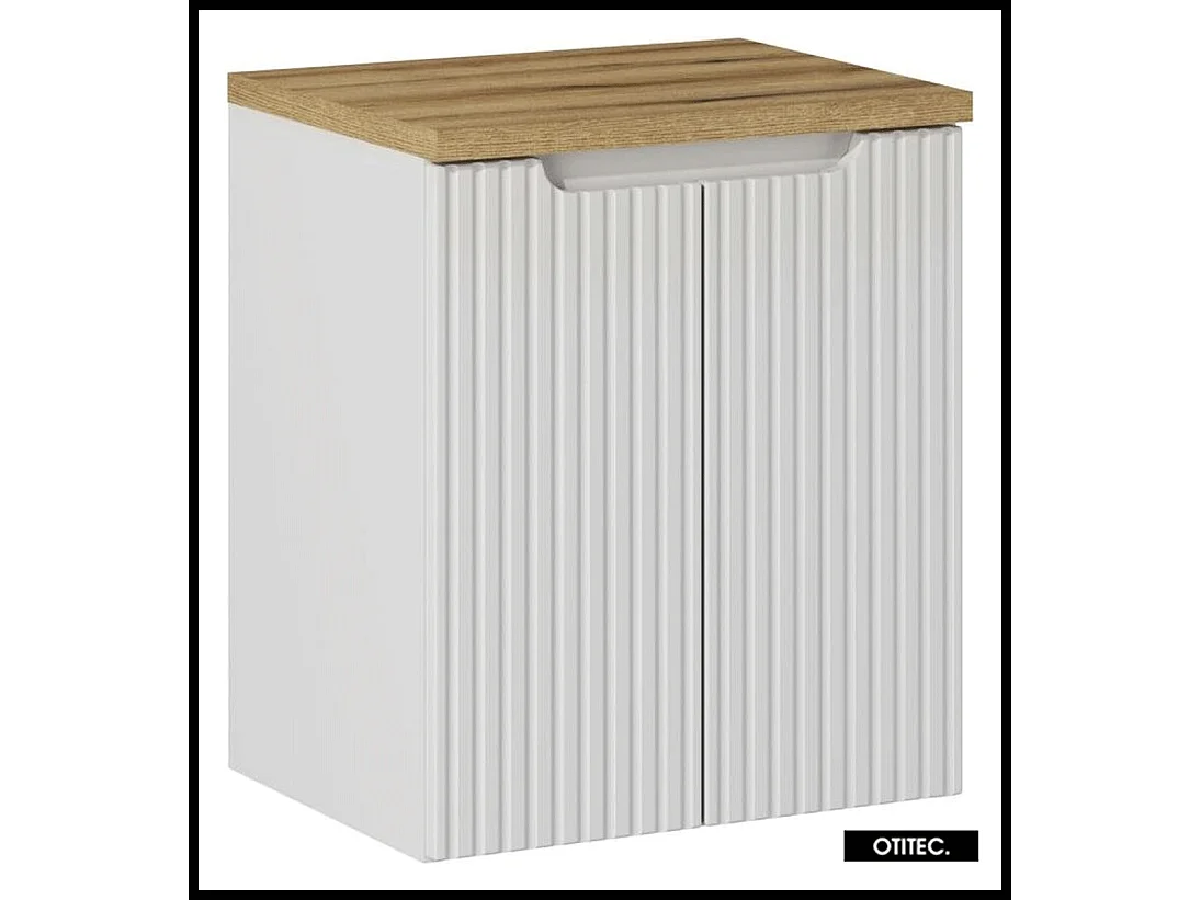 Meuble sous vasque de 50 cm - avec plan - Oak/Blanc - 2 portes - VOLTA WHITE