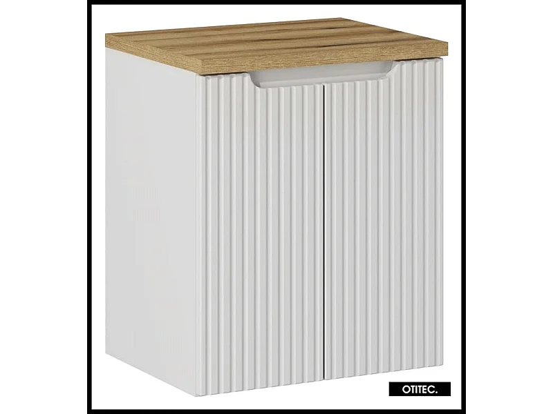 Meuble sous vasque de 50 cm - avec plan - Oak/Blanc - 2 portes - VOLTA WHITE