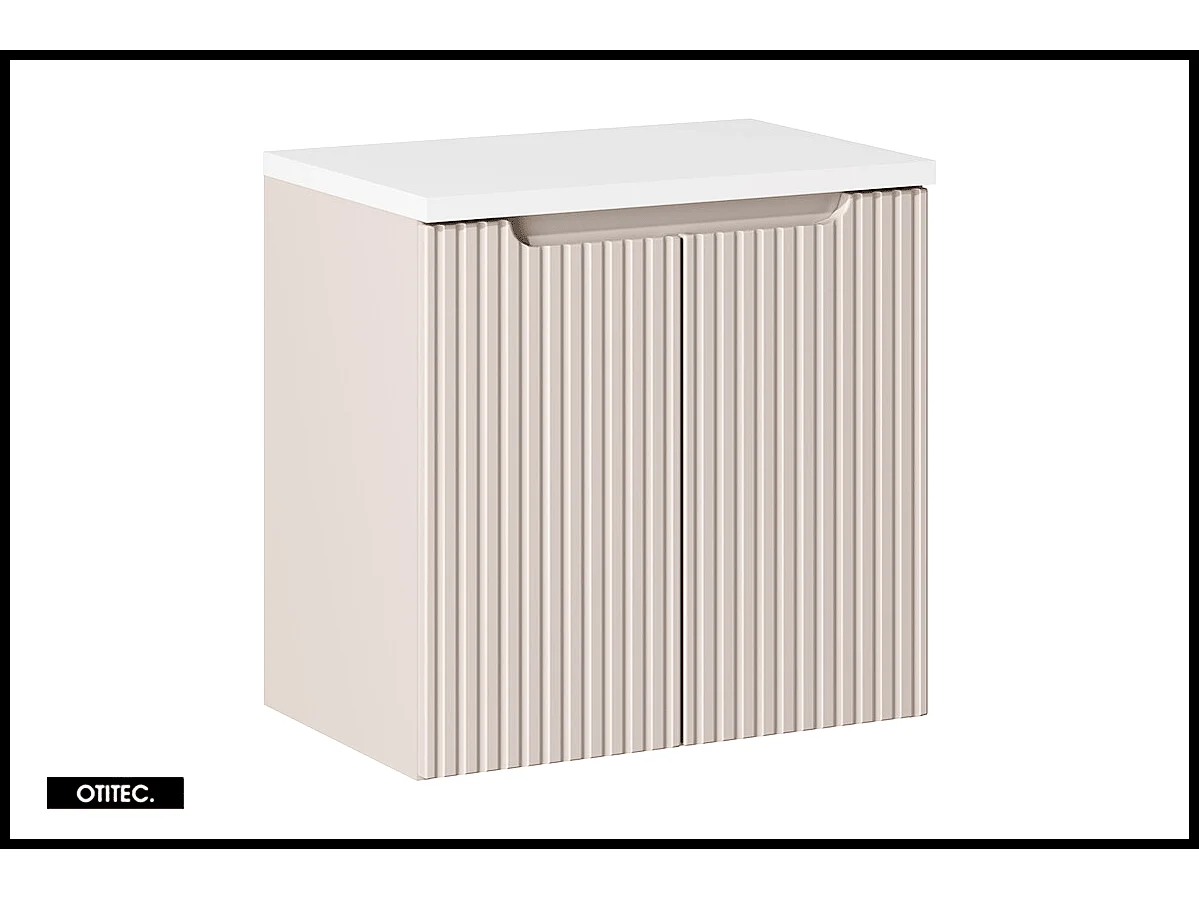 Meuble sous vasque de 60 cm - avec plan - Cachemire Mat/Blanc - 2 portes - VOLTA CASHMERE