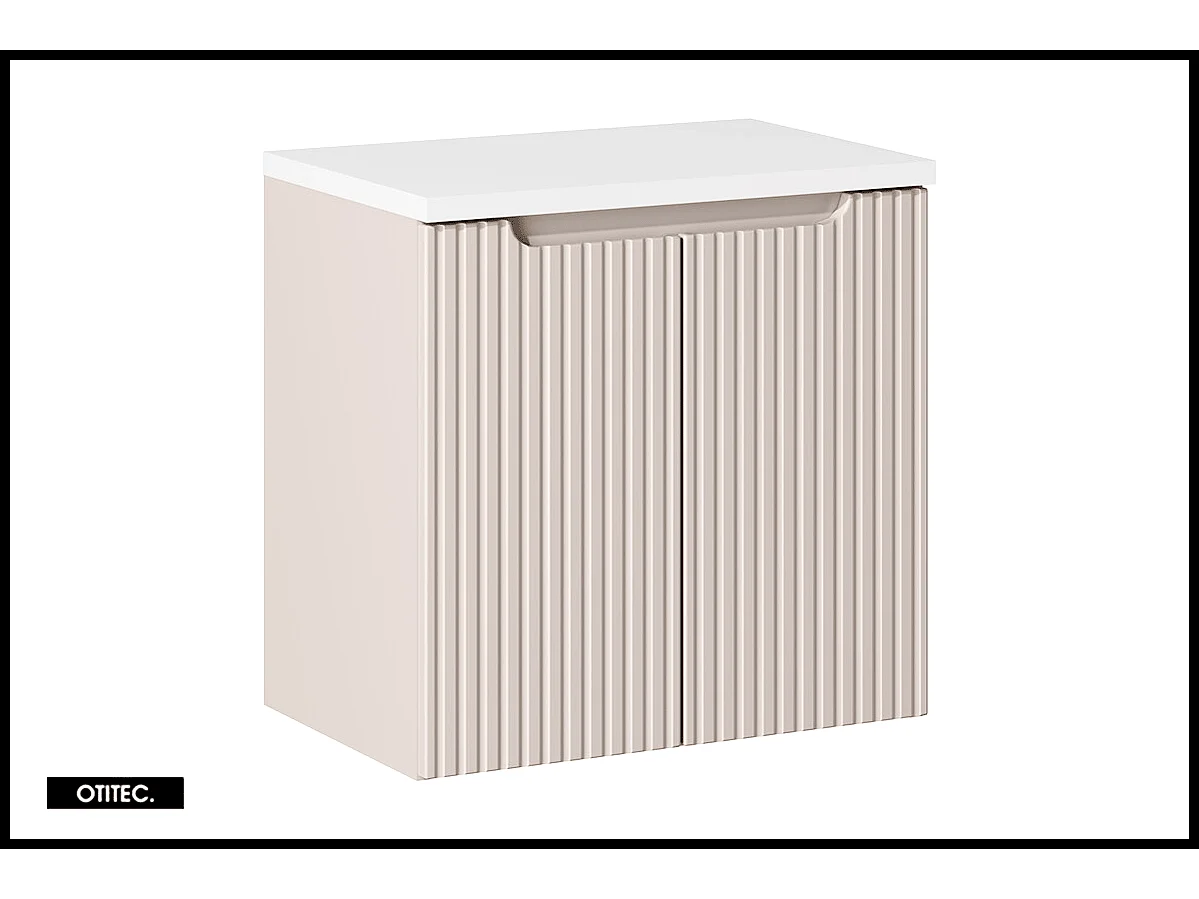 Meuble sous vasque de 60 cm - avec plan - Cachemire Mat/Blanc - 2 portes - VOLTA CASHMERE